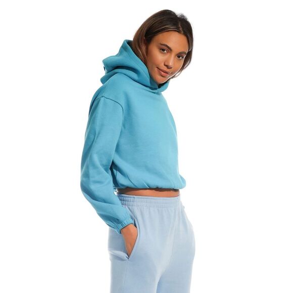 Light And Shade Womens/Ladies Cropped Hoodie / Teal Blue - Picture 3 of 4